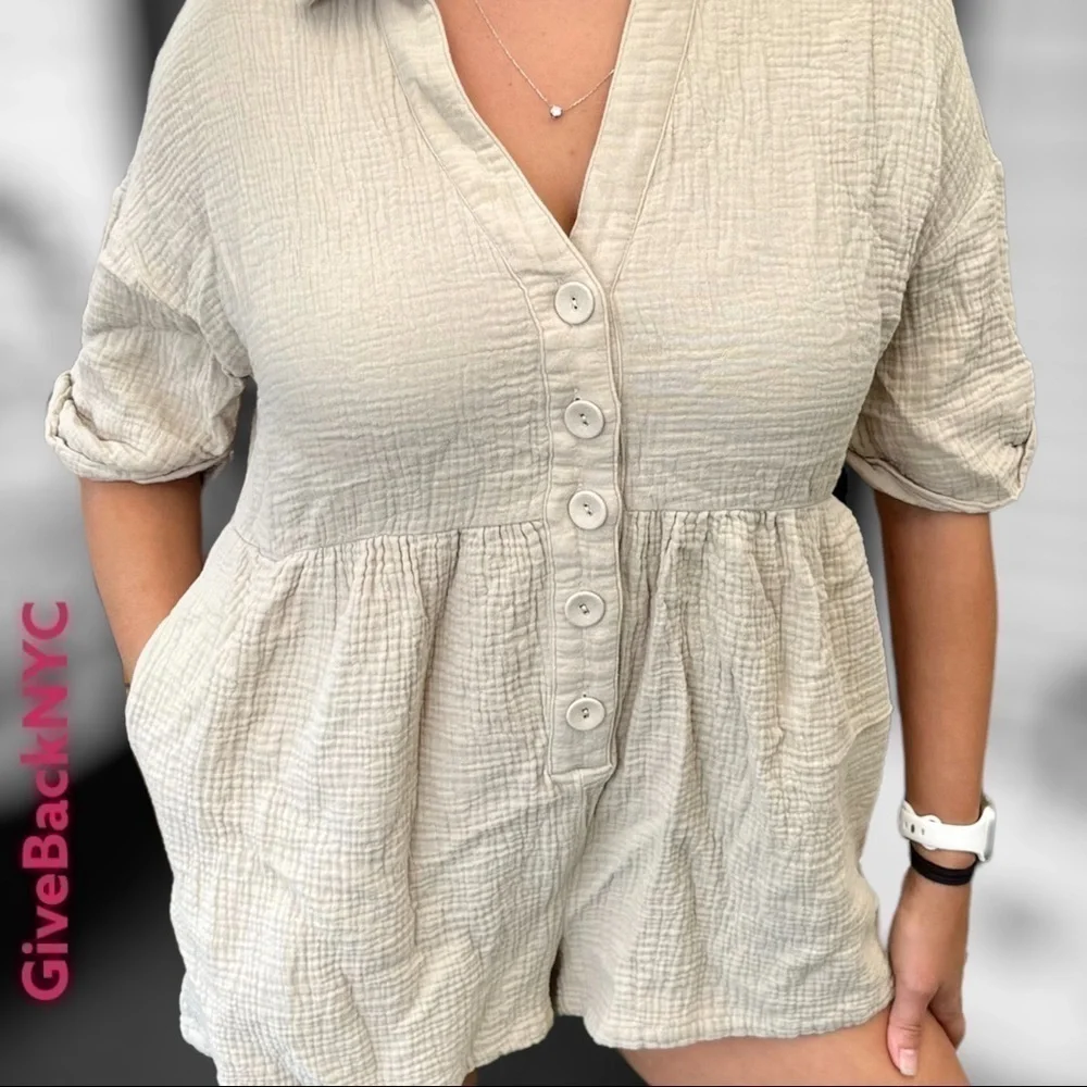 Urban Outfitters Beige Romper Size S - Picture 2 of 4
